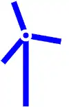 Une éolienne en couleur bleue